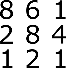3 x 3 Grid: 8 2 1 6 8 2 1 4 8