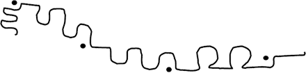 A squiggly line, flowing to the right.